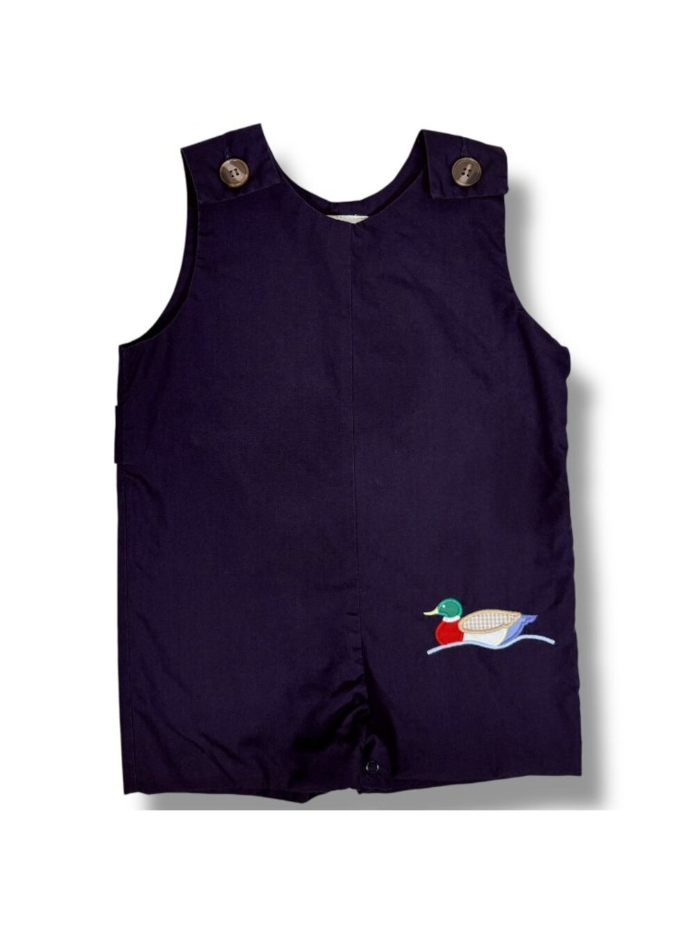 TBBC Beaufort Bonnet Co Navy Blue Duck Appliqué Shortalls Romper Outfit 18-24m